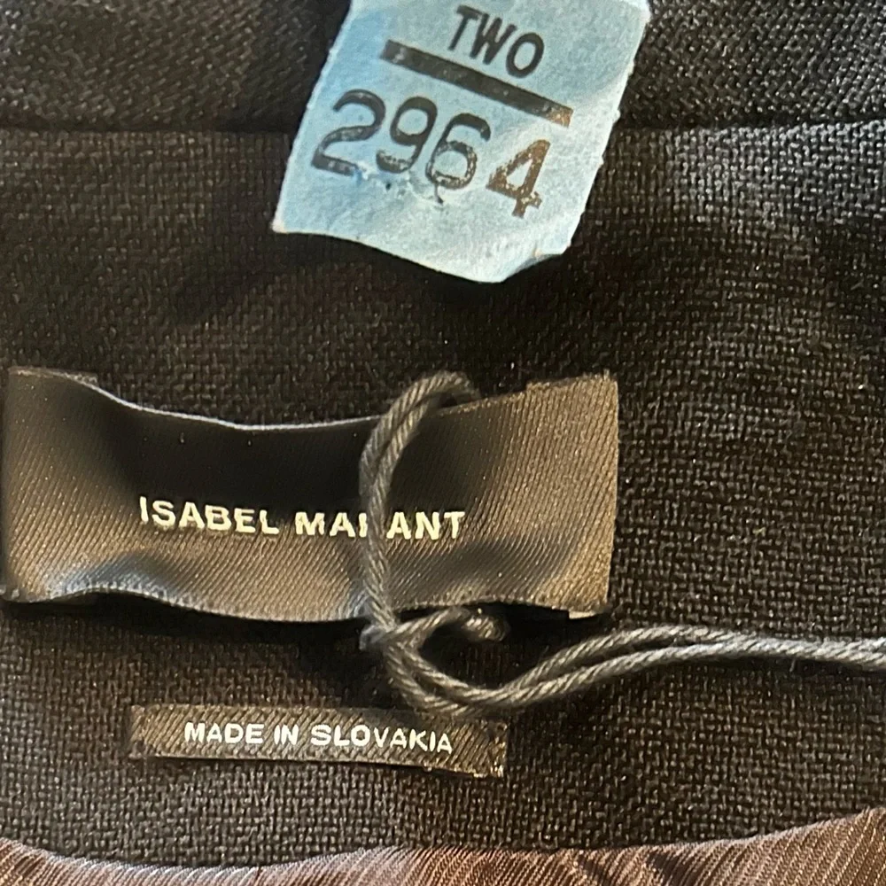 ISABEL MARANT No 1501 Crop Virgin Wool with Tuxedo Trim Blazer Black Women - Picture 16 of 16